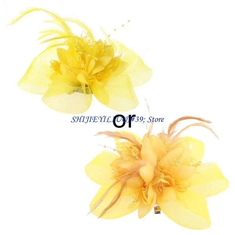 E21F Hair Accessories Mesh Fascinator Tea Party Hat Wedding Church Headwear with Clip