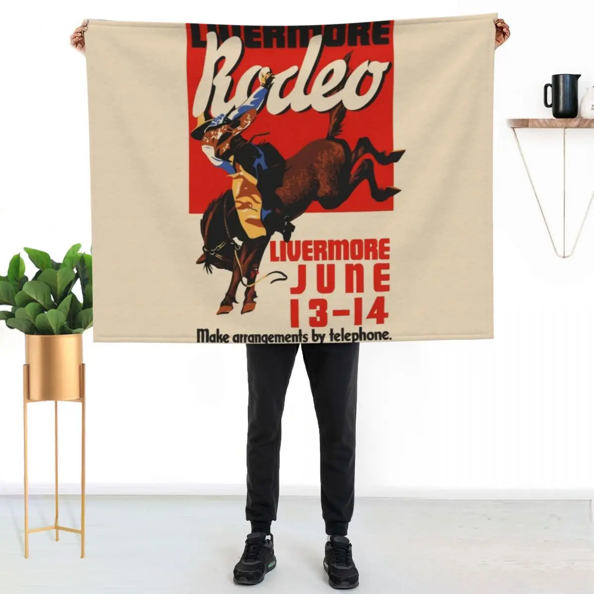 Livermore Rodeo USA Vintage Poster 1933 Throw Blanket Custom Winter beds Hairy Bed linens Decorative Sofa Blankets