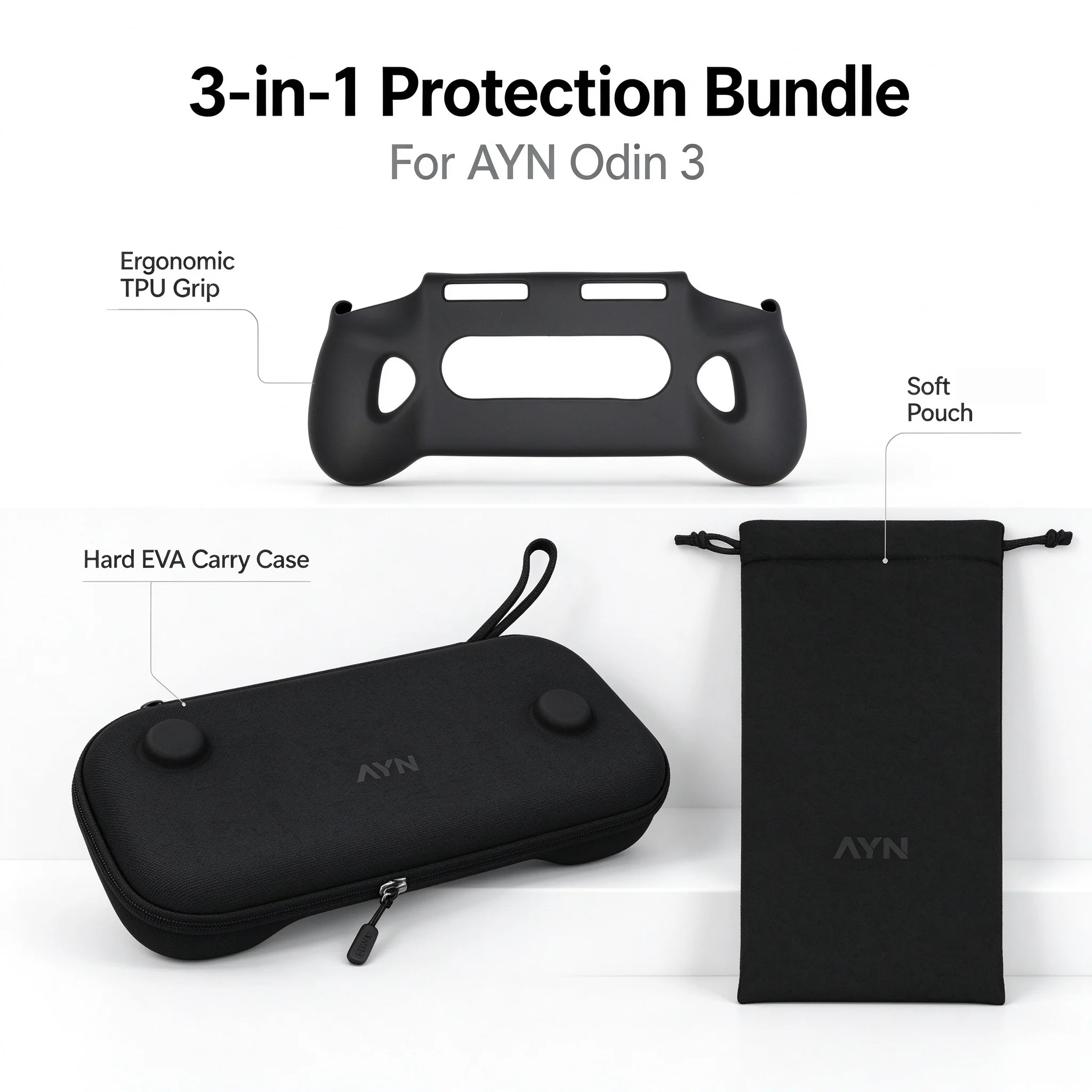 For AYN Odin 3 TPU Grip Original Odin3 Game Console BAG Grip Case Original Odin 3 Grip Stand Holder Shell Game Accessories