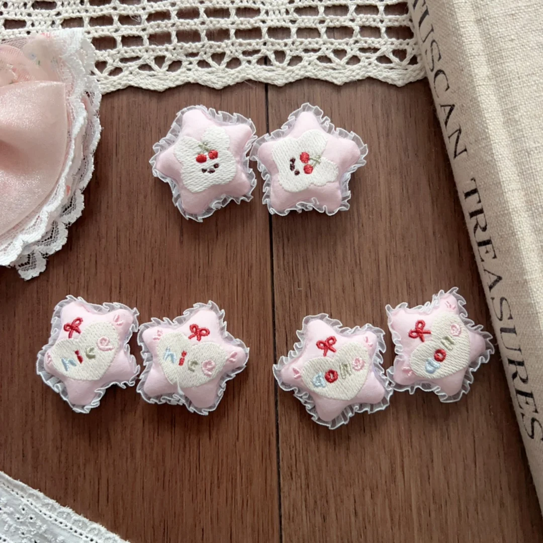 

High Quality Soft Stuffed Lace Five Point Star Hair Clip Brooch Pin Handmade for Shoes Socks Bag Clothing Embellishment
