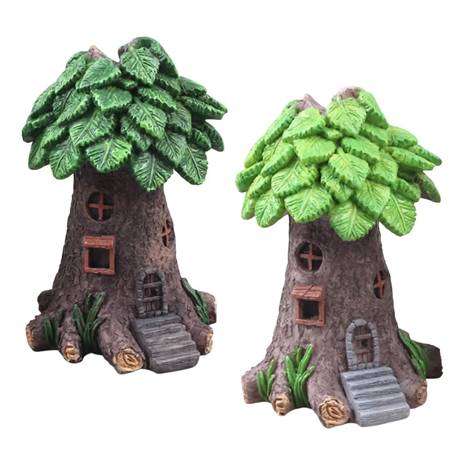 Tree House Decor Fish Tank Ornament, Garden Statue, Landscaping Miniature Tree Fairy House, Aquarium Decoration