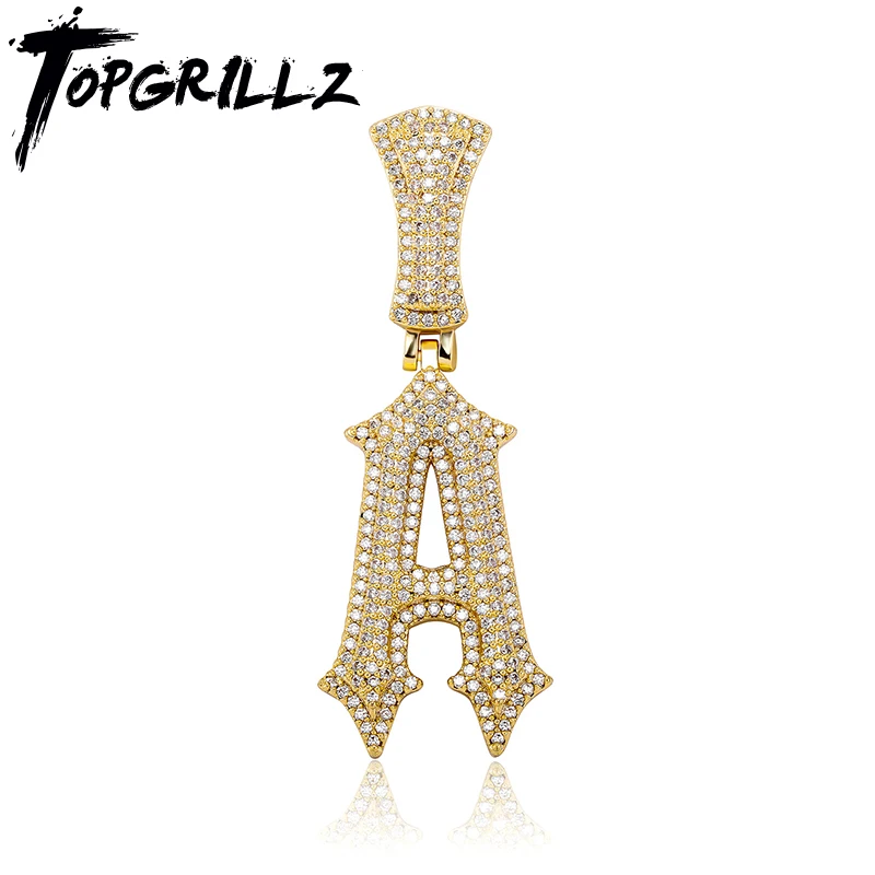 

TOPGRILLZ Spiny A-Z Necklaces Custom Name Iced Out Cubic Zirconia Initial Letter Pendant Chain Necklace Punk Jewelry For Gift