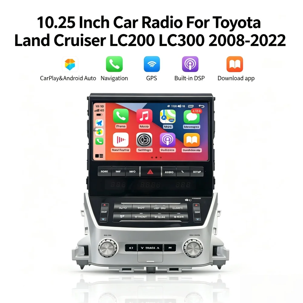 For Toyotas Lands Cruiser LC200 LC300 2008-2022 Carplay GPS Navigation Multimedia Video Player Android Screen Auto Stereo 10inch