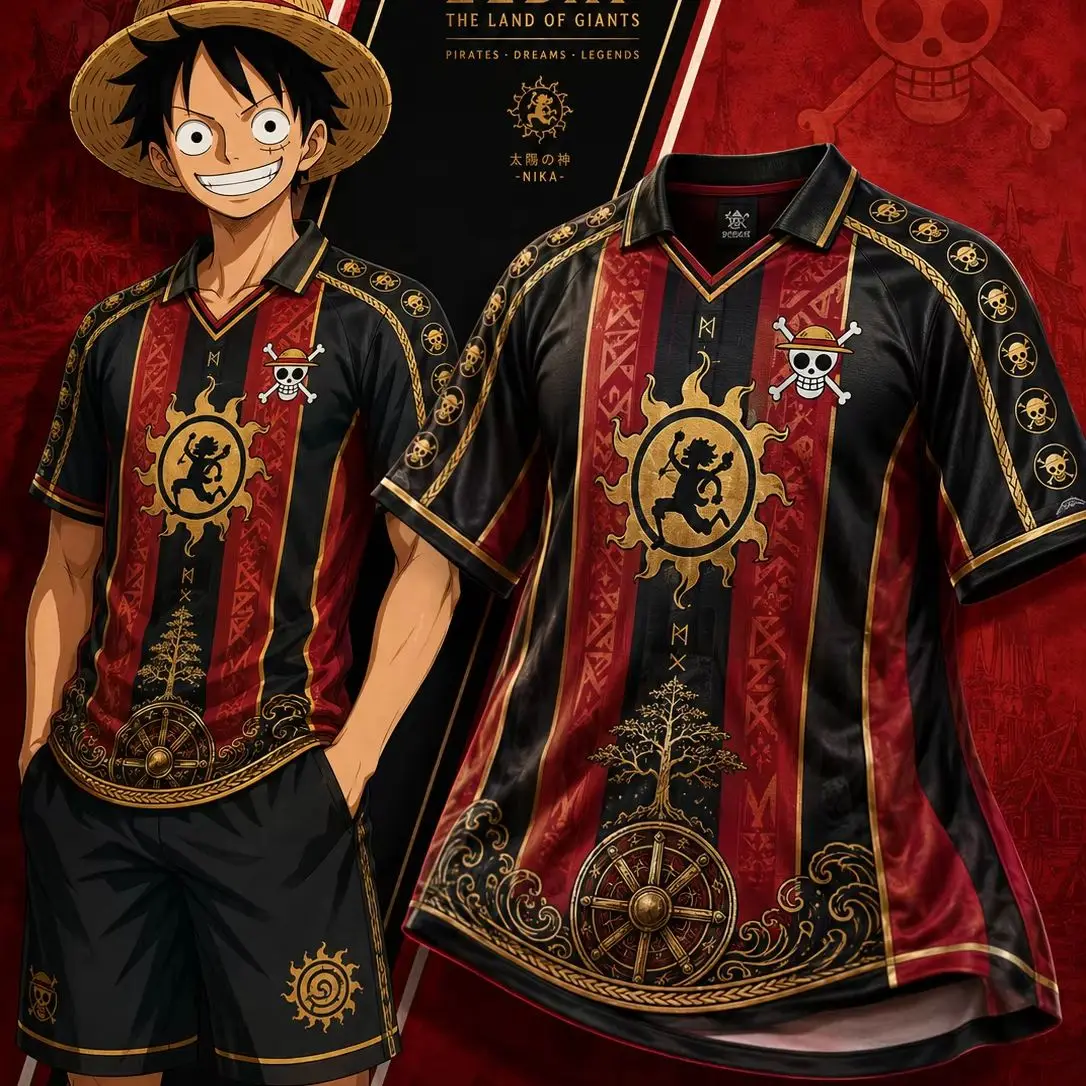 Anime Atmungsaktiver Ballanzug Skelett-Piraten-Logo Personalisierter Luffy Strohhut Team Freizeit-Sport 3D-gedrucktes Oberteil – Detail 4