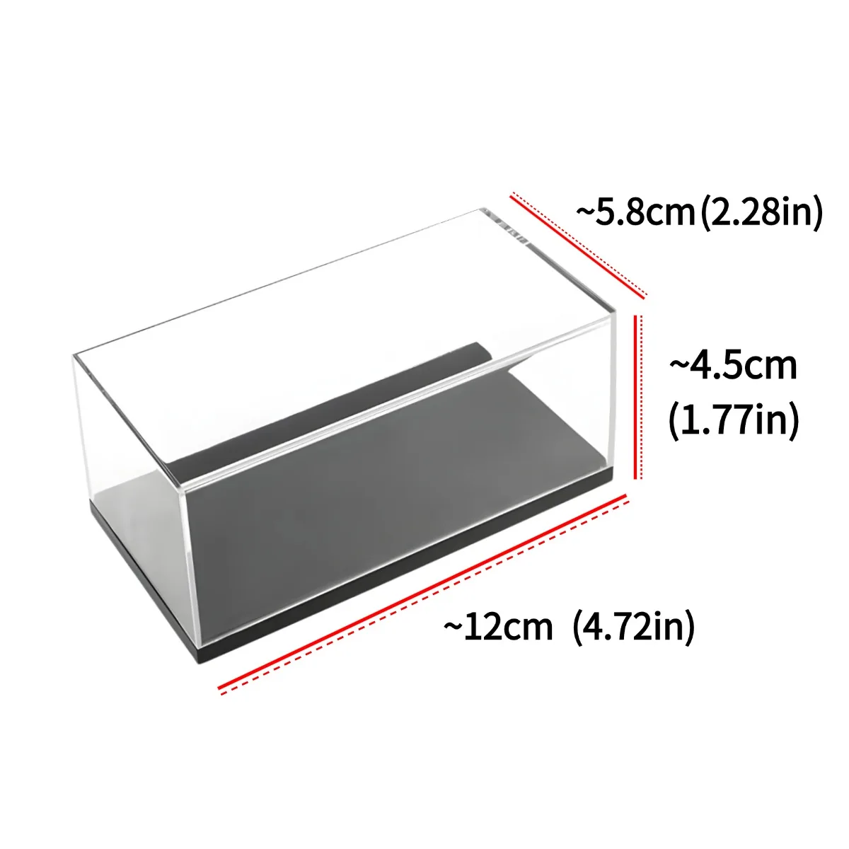 Caixa de exibição acrílica 4.7 "x 2.3", caixa para escala 1:64 1:87 modelo de carro figura colecionável em miniatura diy cena construção diorama