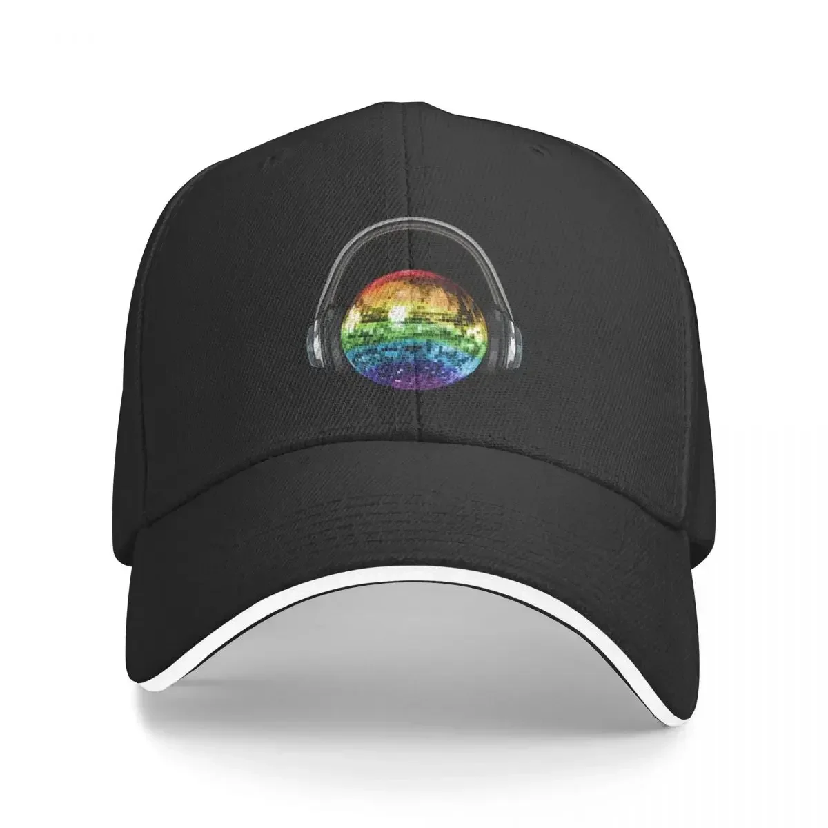 Headphones Rainbow Disco Ball Baseball Cap Sunscreen Brand Man cap Sun Hat For Women's Hats For The Sun Men's