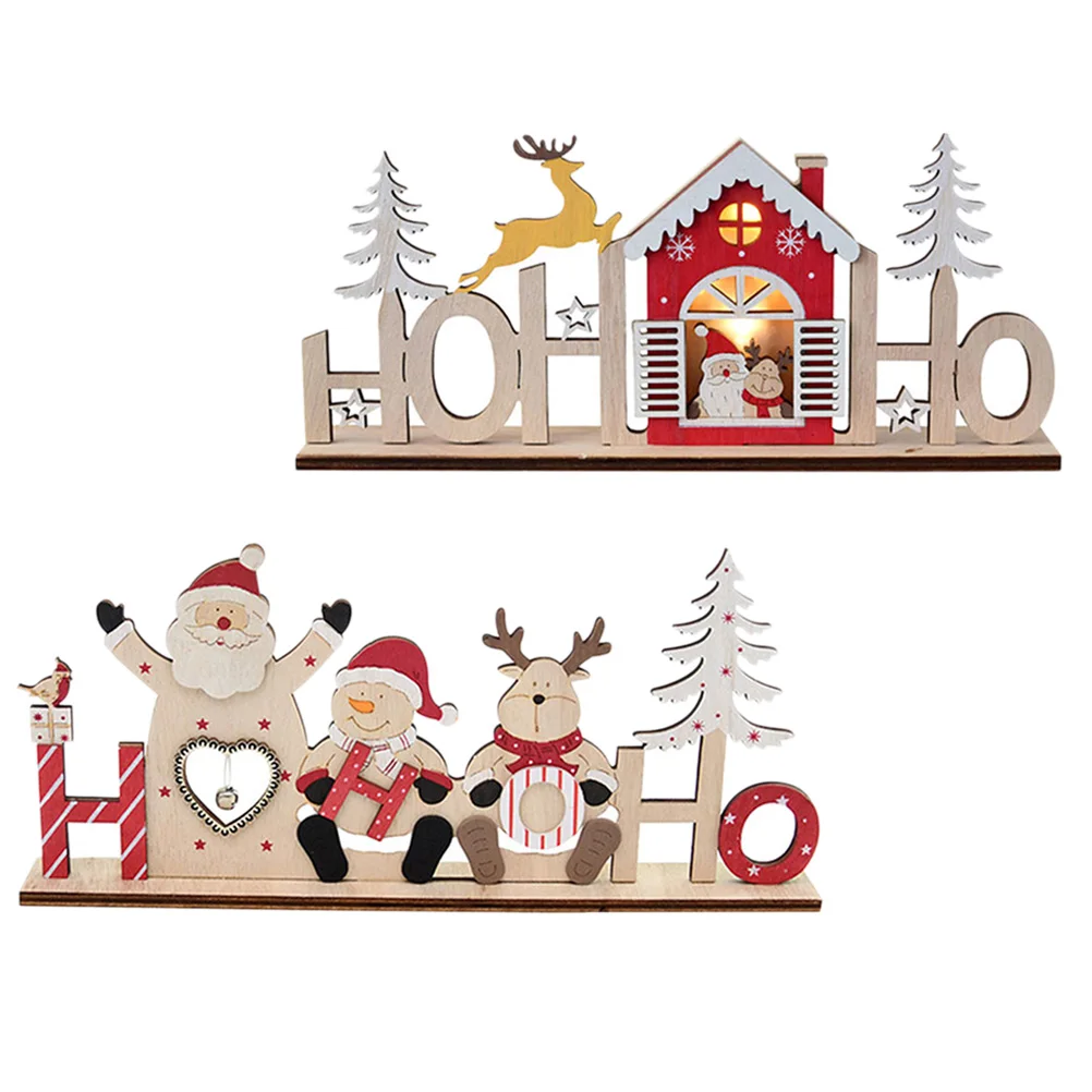 

Wooden Christmas Indoor Table Adornment Festive Atmosphere Luminescent naments Holiday Desktop Adornment Supplies