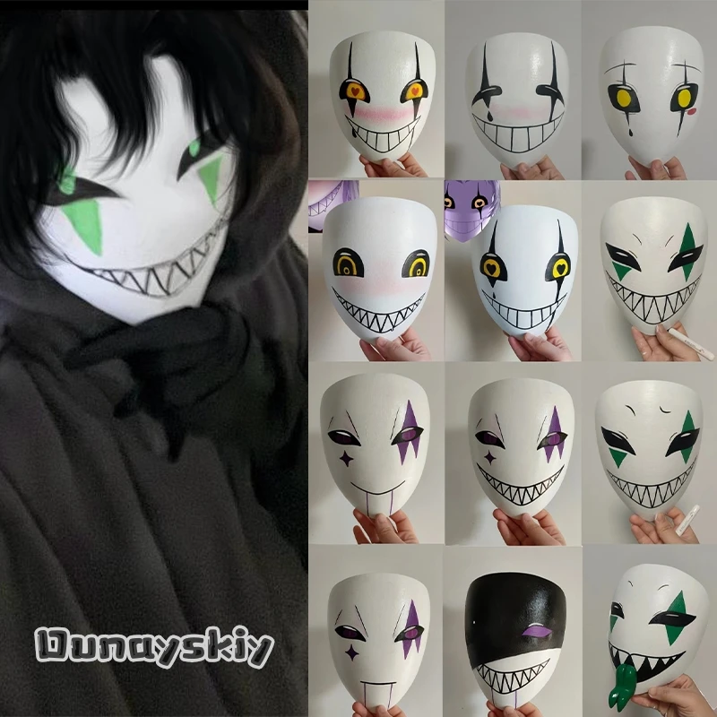 MAG COS*Pierrotot Harlequinggg Jester Ticket Taker 3D Polylactid Horror Clown Maske Requisiten Cosplay The Freakak Anime Circusus