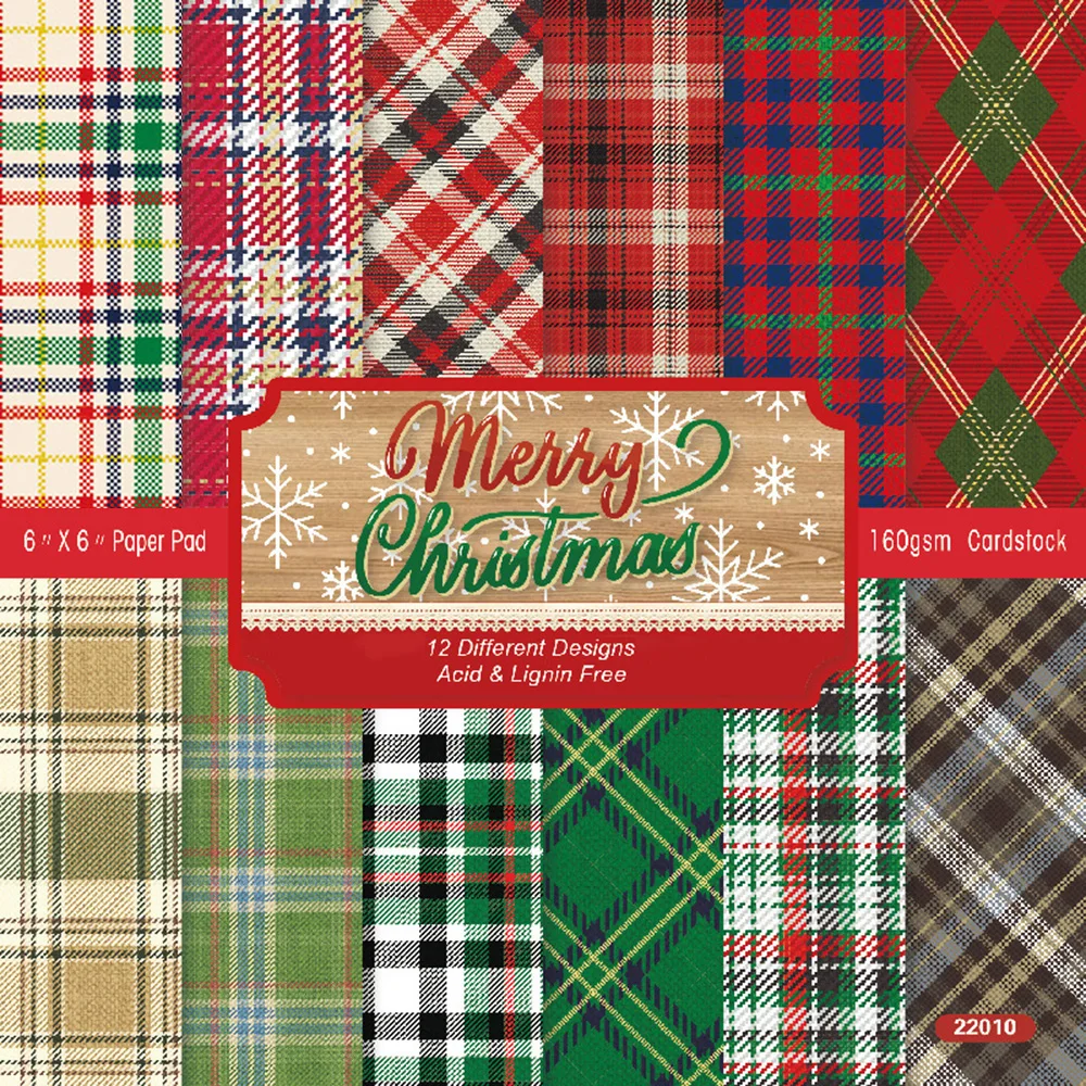 12 Pieces Of Christmas Checkered Background Paper 6-Inch DIY Origami Decorative Paper