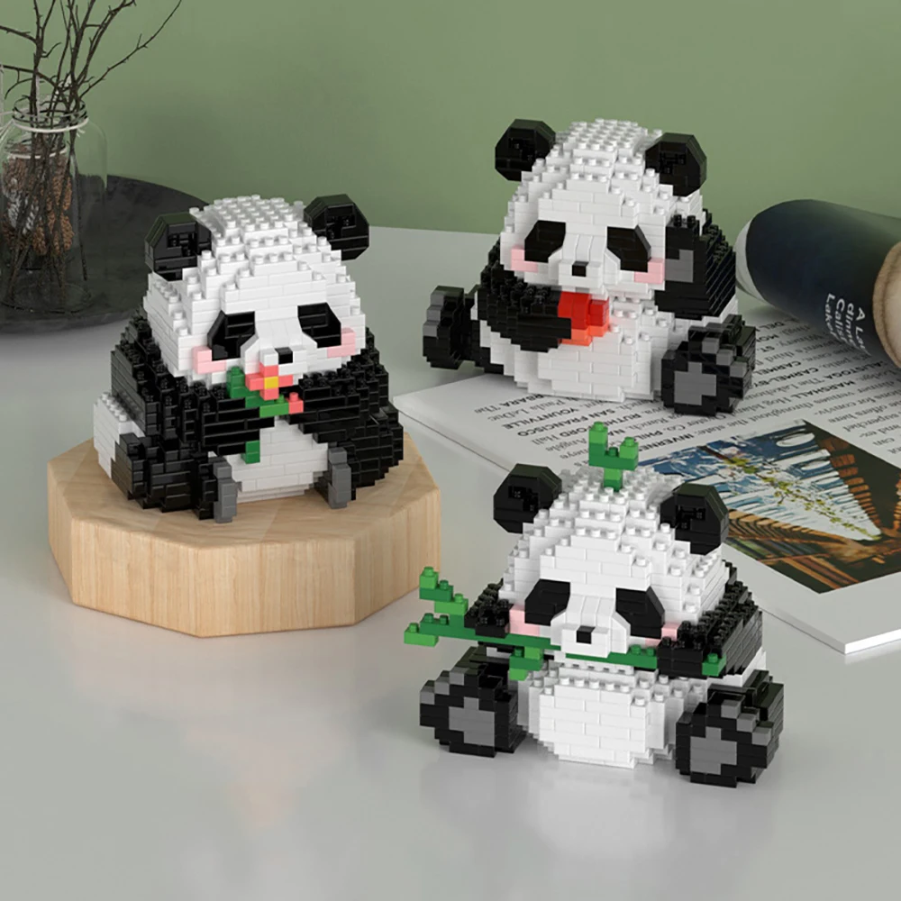 Panda Micro Building Block Nano Blocks 3In1 Model Cute Animal Mini Bricks Figure Toys for Kid Birthday Gifts Model Building Kits