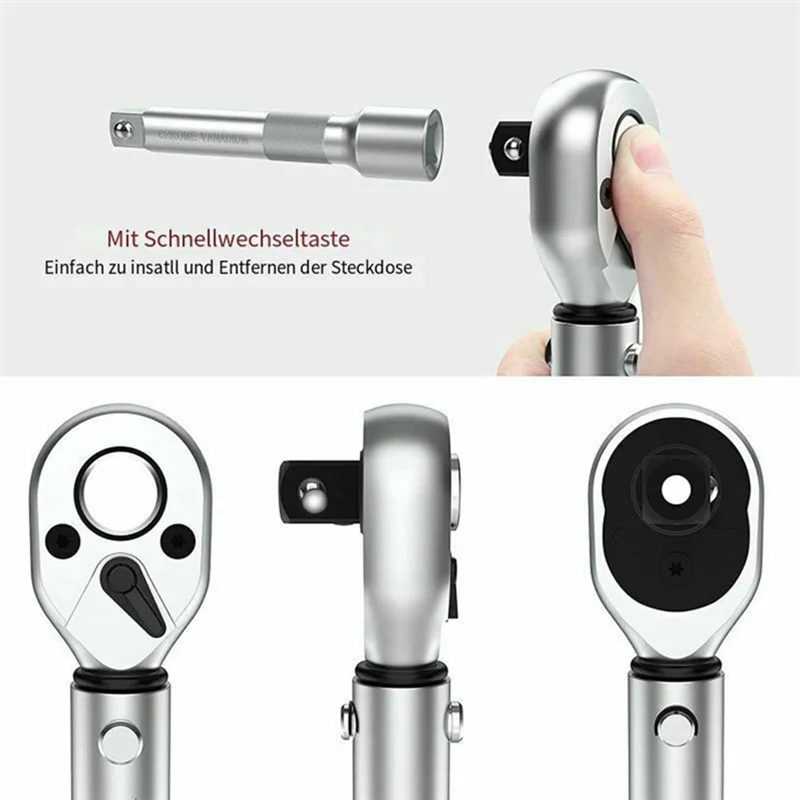 

Hand Tool Adjustable Torque Wrench 19-110NM 3/8 Inch Drive Auto Disassembly Spanner