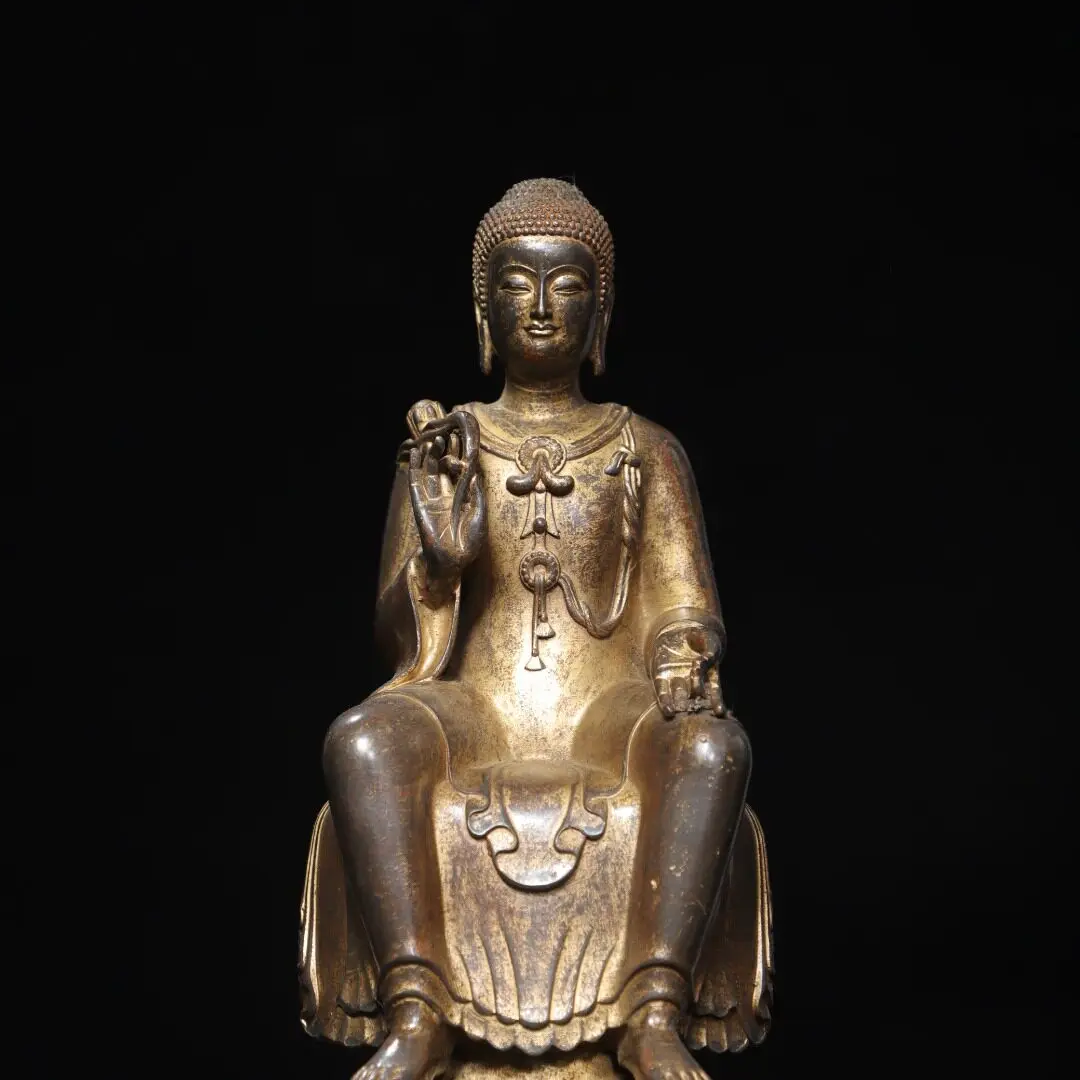 Gold Gilded Tibetan Copper Four Armed Avalokiteshvara Statue Home Altar Art Desk Decor