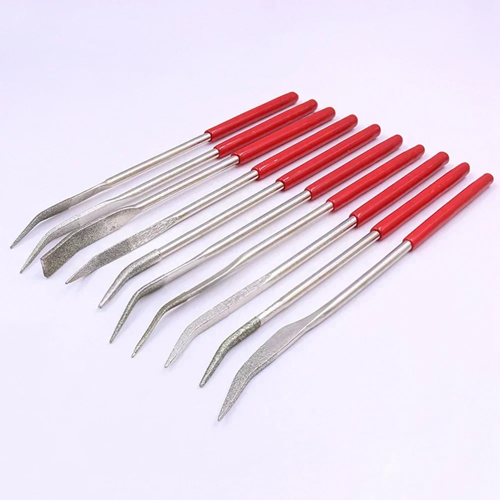 10Pcs/Set Diamond File Curved Mini Diamond File Set Special Shaped Needle Files 3×140mm For Grinding Polishing Engraving Cutting