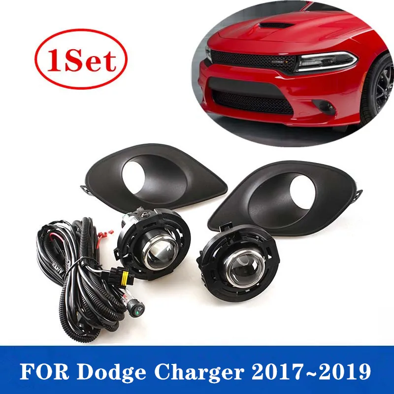 1Set Car Front Fog Light Assembly For Ford Dodge Charger 2017 2018 2019 With Harness Switch