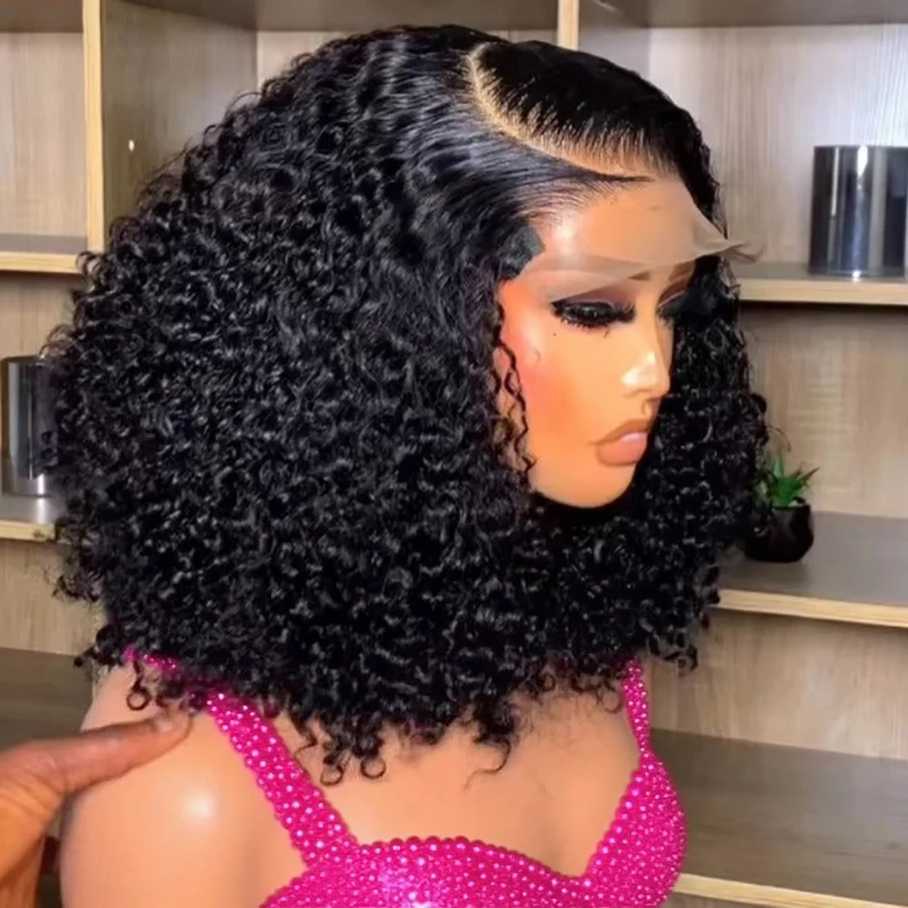 

Глубокая волна 13x4 Кружевной фронтальный парик Боб Плотность 250% Бразильский предварительно выщипанный парик из 100% бесклеевых человеческих волос Волнистый невидимый парик на шнурке