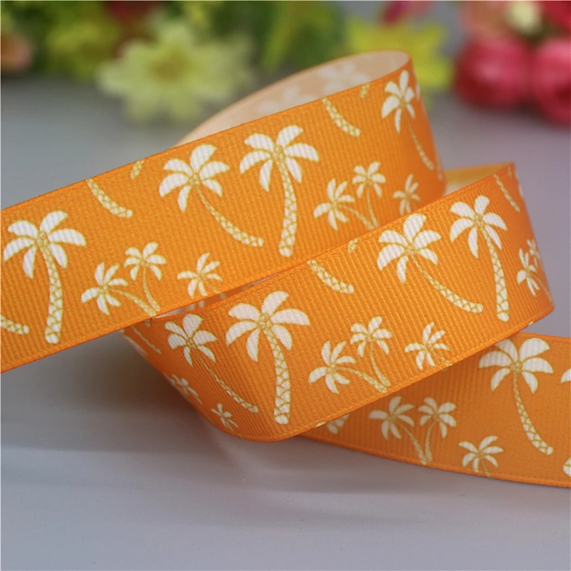 DUWES 50yards Christmas Festival Love Cat Palm Printed Grosgrain Ribbon Accessories Material Decoration DIY Sewing Craft D2271