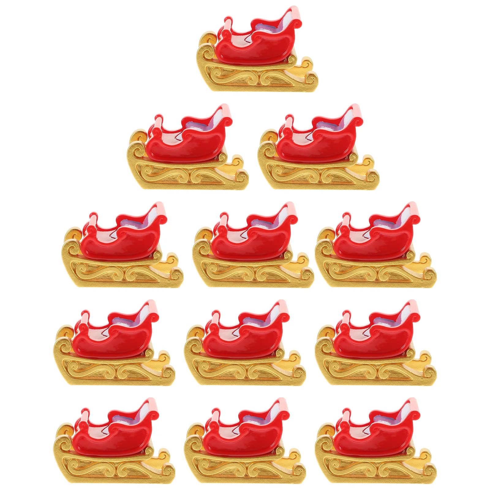 

12Pcs Resin Sleigh Ornament Christmas Decor Mini Sleigh Decoration Table Centerpiece Crafting Accessory Sled Adornment