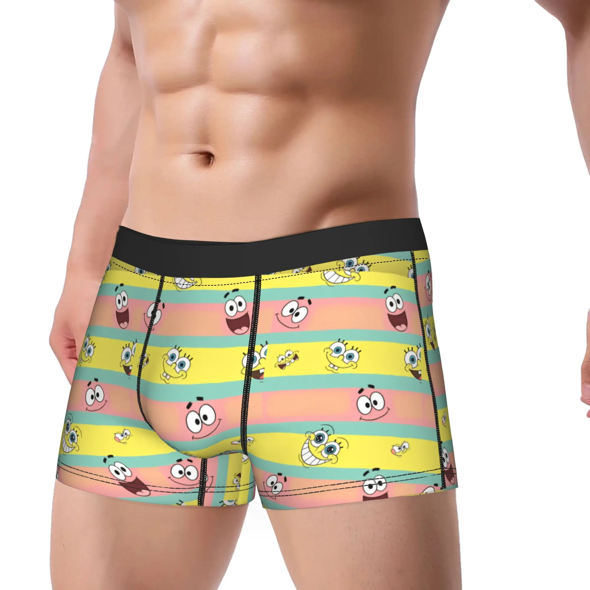 Spongebobed Cartoon  Trunk  3D Pouch Underwear High Quality Print Shorts Briefs Sexy Soft Men Underpants Plus Size 2XL