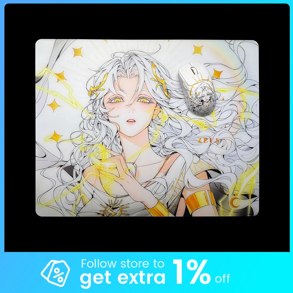 

OLYMPLEX ZEUS GLASS Mousepad FPS Durable Smoothness Gaming Glass Mouse Pad Skidproof For APEX CSGO Valorant Pc Accessories Gifts