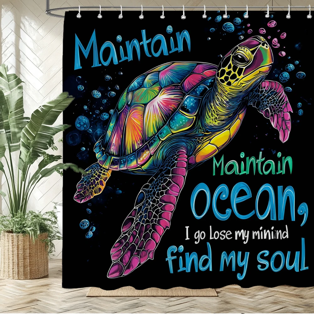 

3D Modern color art sea turtle print shower curtain polyester fabric bathroom curtain home decoration curtain with hooks