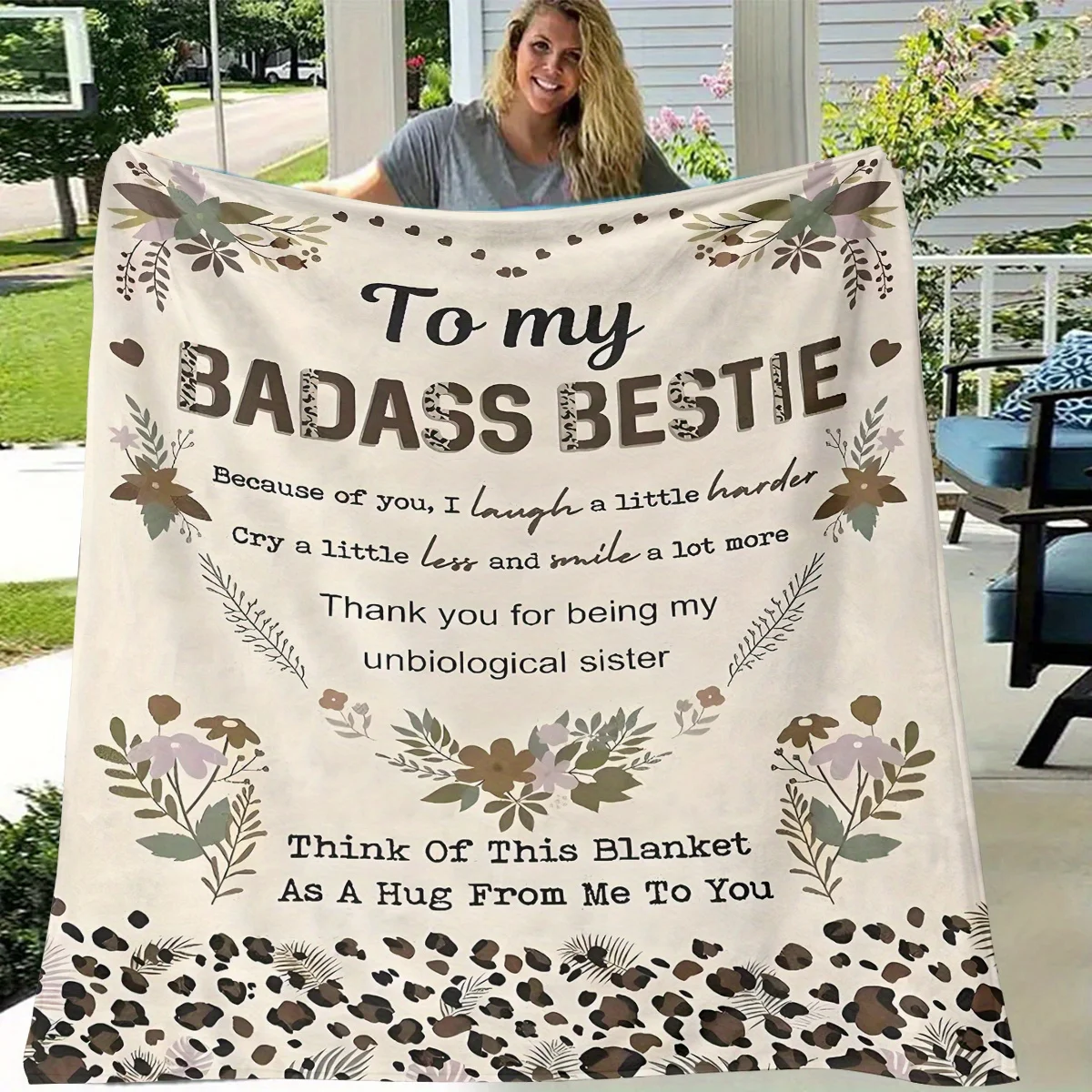 Sister Flannel Throw Blanket Best Friend Gift Plush Printed Blanket for Sofa Bed Travel Office Nap Patio Home Christmas Birthday