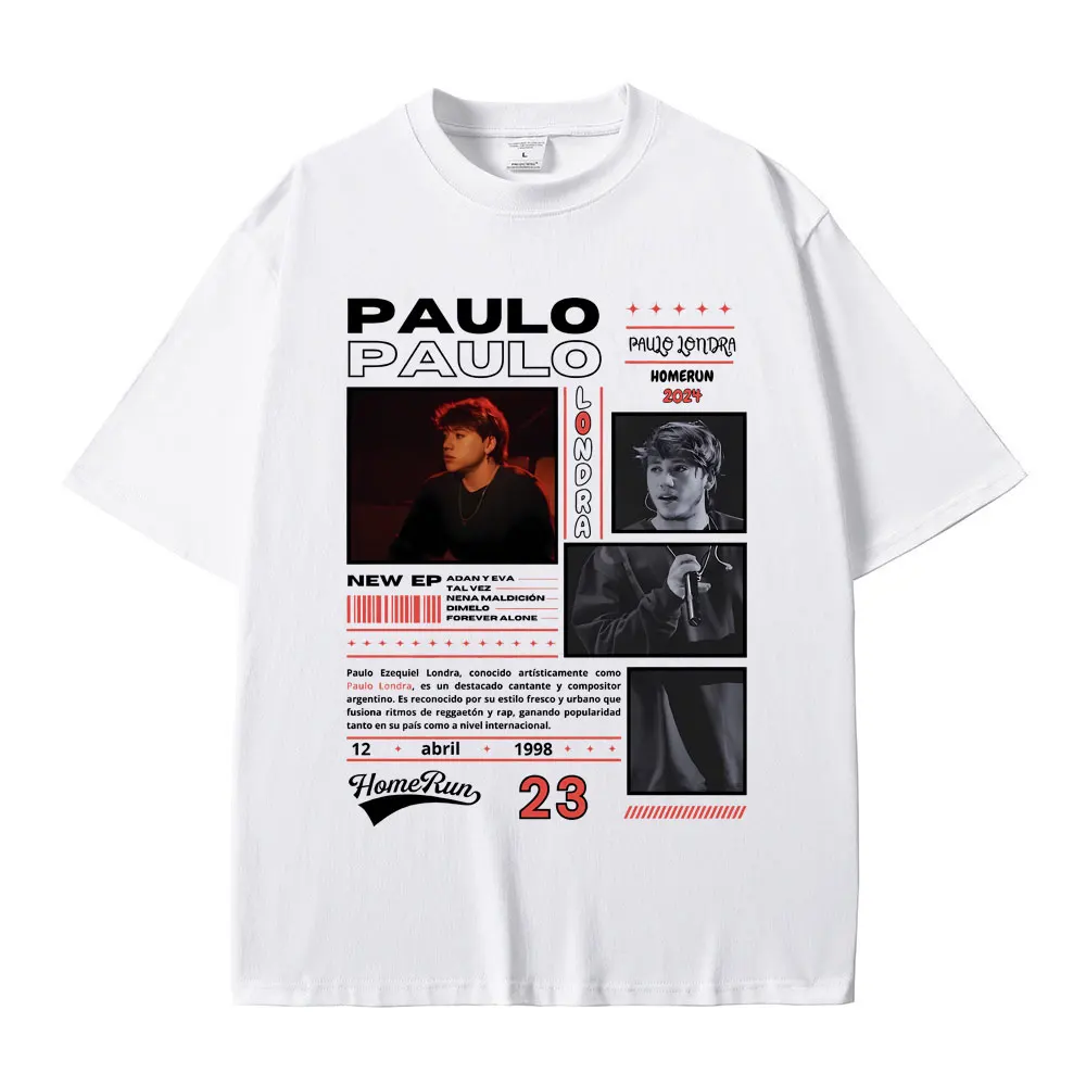 Rare Rapper Paulo Londra Homerun Graphic Print T-shirts Men Women Hip Hop Fashion Vintage T Shirts Male Casual Oversized Tshirt