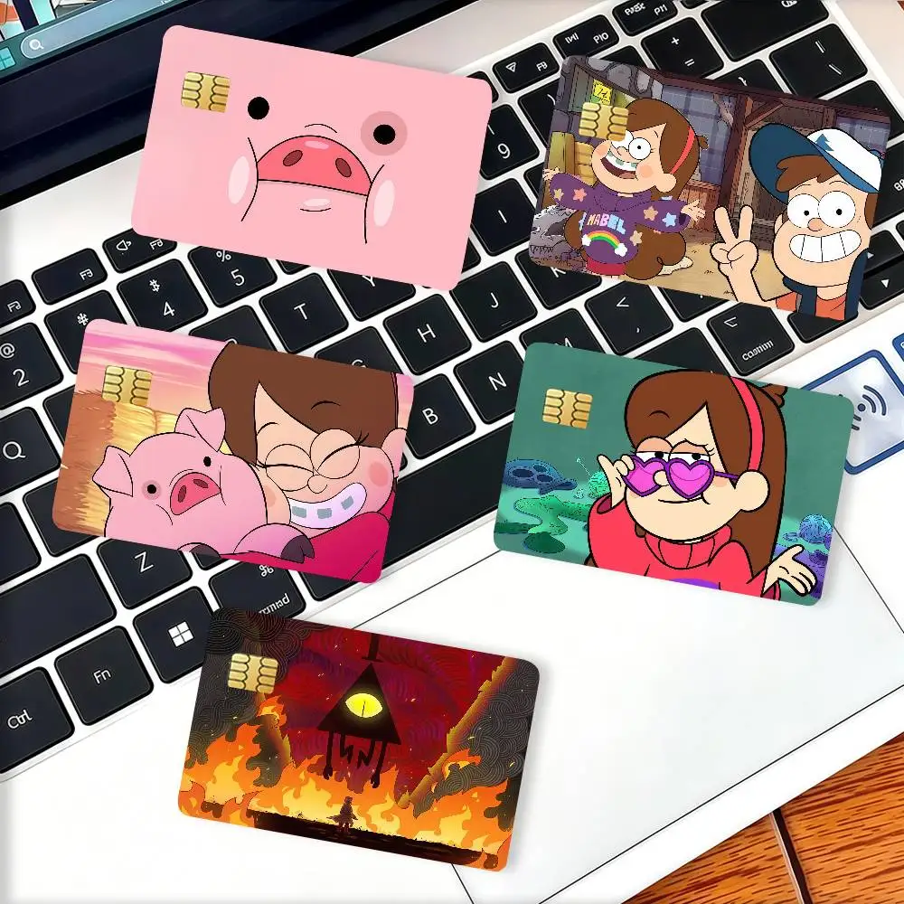 Cartoon cute G-Gravity Credit Card Decorative Card Stickers Suitable For Bank Cards Metro Transit Anti-scratch Gift 4PCS F-Falls