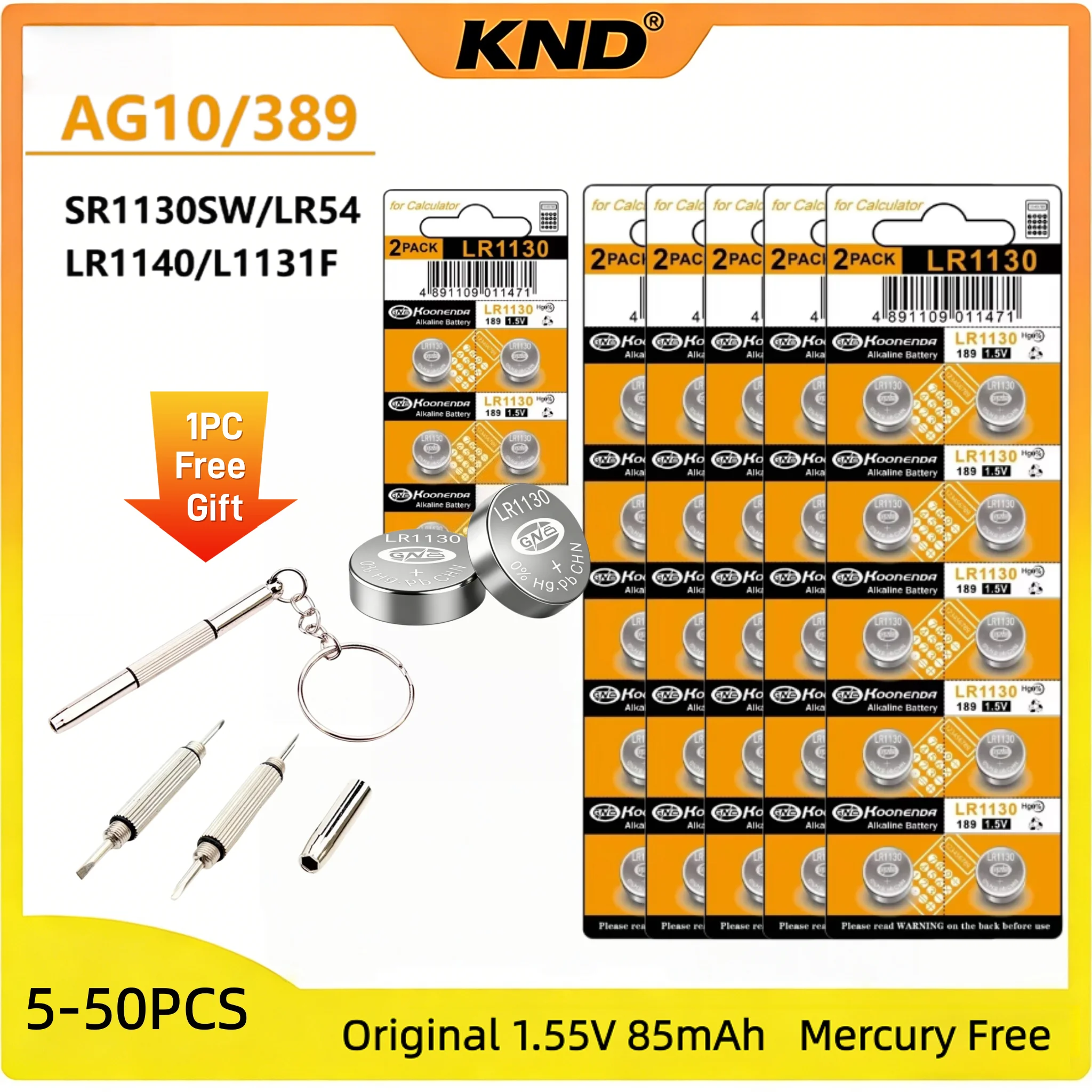 

5-50PCS LR1130 AG10 Batteries 389A LR54 L1131 SR1130 1.55V Long Lasting Power Mercury Free Button Coin Cell For Home Appliances