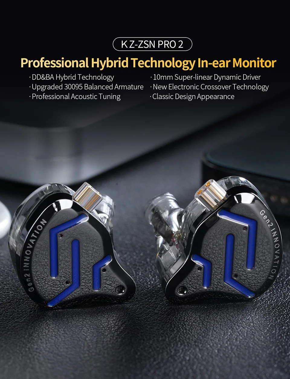 KZ ZSN Pro 2 1BA+1DD Hybrid-Kopfhörer, In-Ear-Kopfhörer, HIFI-Bass-Ohrhörer, Metall-Monitor-Kopfhörer, Sport-Headset, KZ ZSNPro 2, ZSNPRO2 – Detail 1
