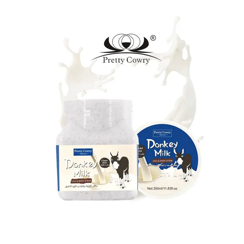 Pretty Cowry Donkey Milk Scrub ขัดผิวให้ความชุ่มชื้นบํารุงผิวนุ่มผิวกระจ่างใสด้วยองค์ประกอบธรรมชาติสําหรับทุกสภาพผิว