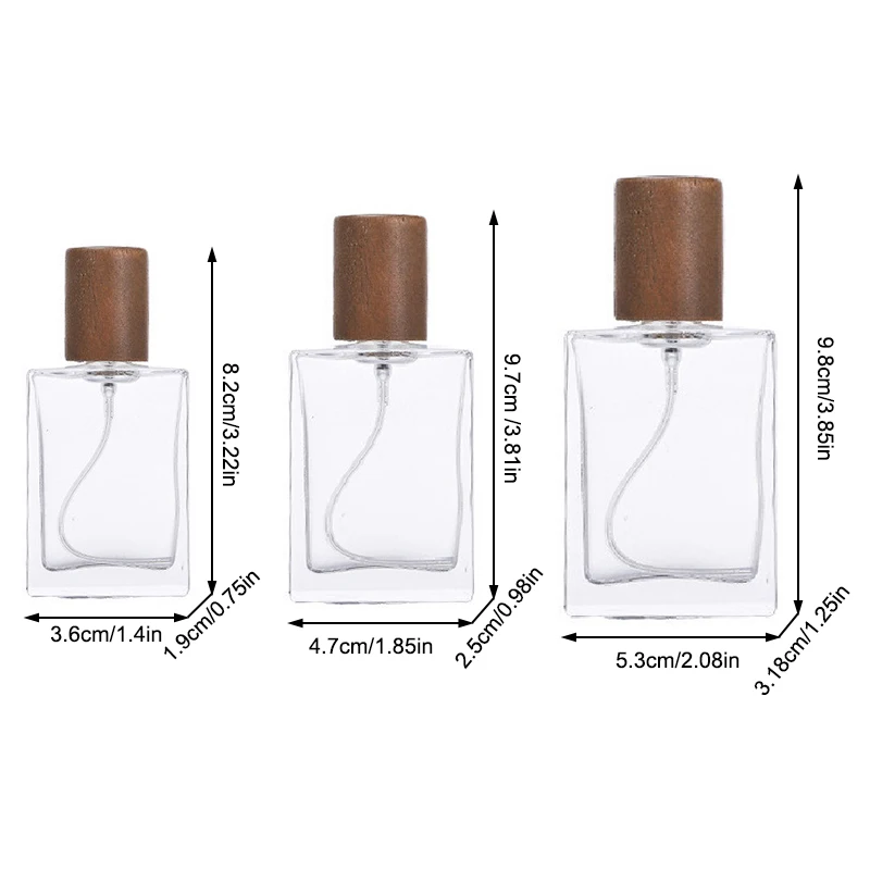 Travel Cosmetic Container 15/30/50ml Square Glass Perfume Bottle Clear Spray Bottles Packaging Bottle Refillable Atomizer