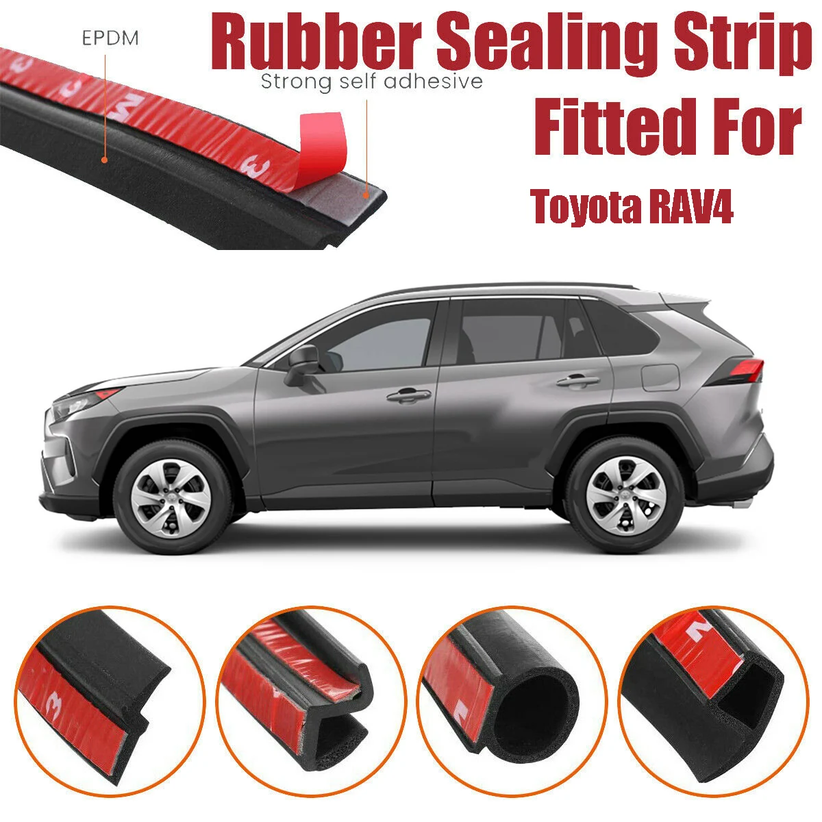 Door Seal Strip Kit Self Adhesive Window Engine Cover Soundproof Rubber Weather Draft Noise Reduction For Toyota RAV4