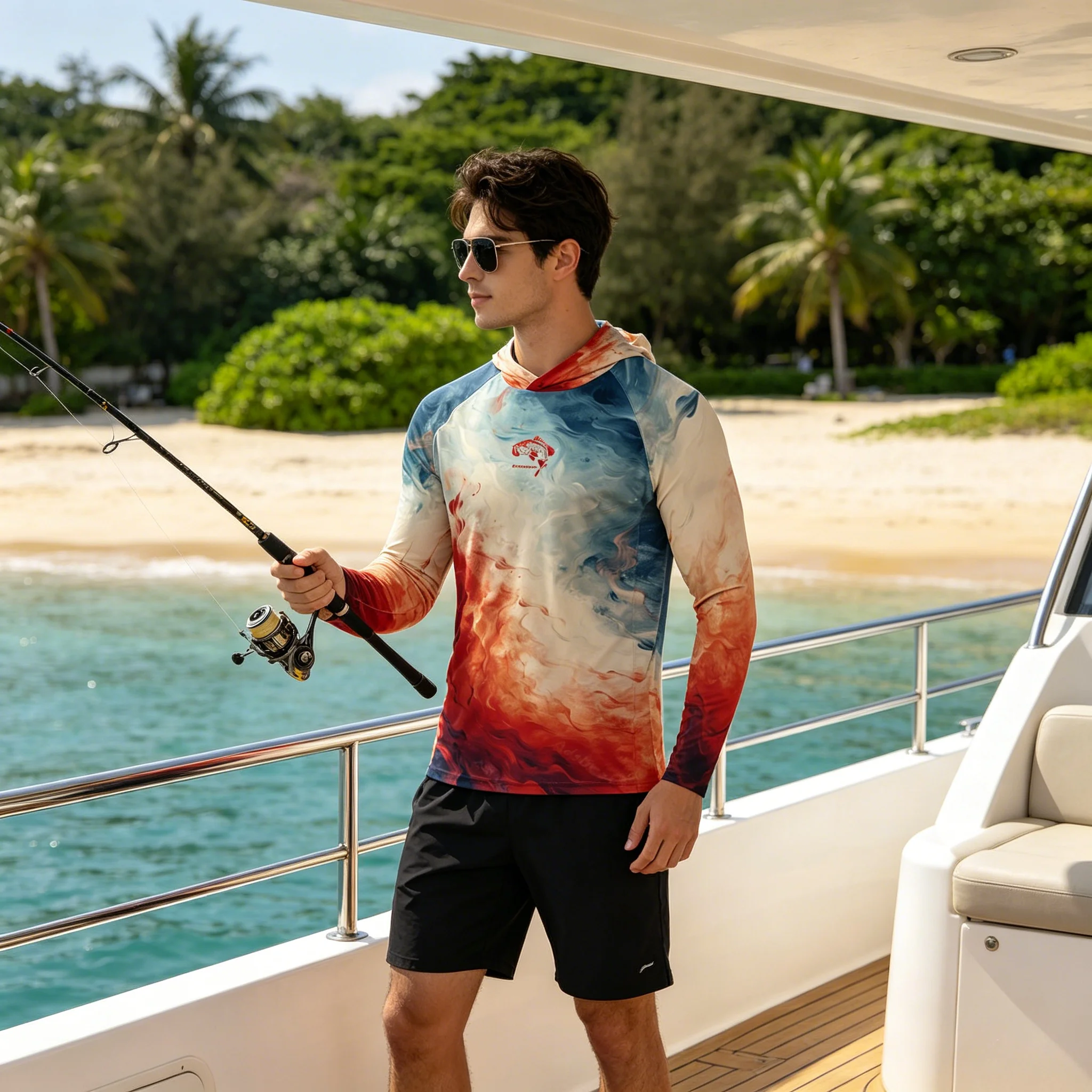 

Men Long Sleeve Fishing Hoodie Shirt UV Protection Fishing Wear Breathable Quick Dry Fishing Clothing Top Wear for Fishing Sport