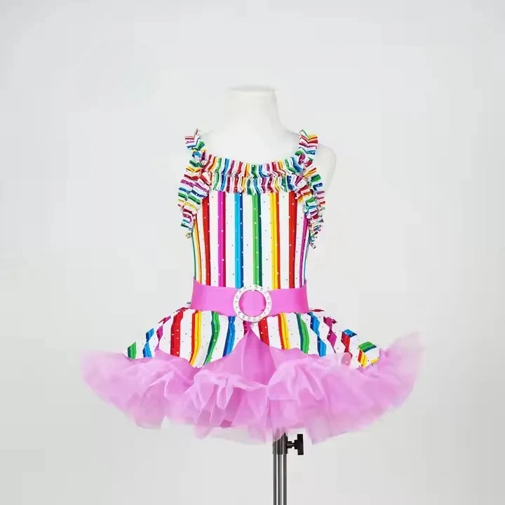 

Детский милый, милый танцевальный костюм для выступлений, костюм радуги, танцевальный костюм