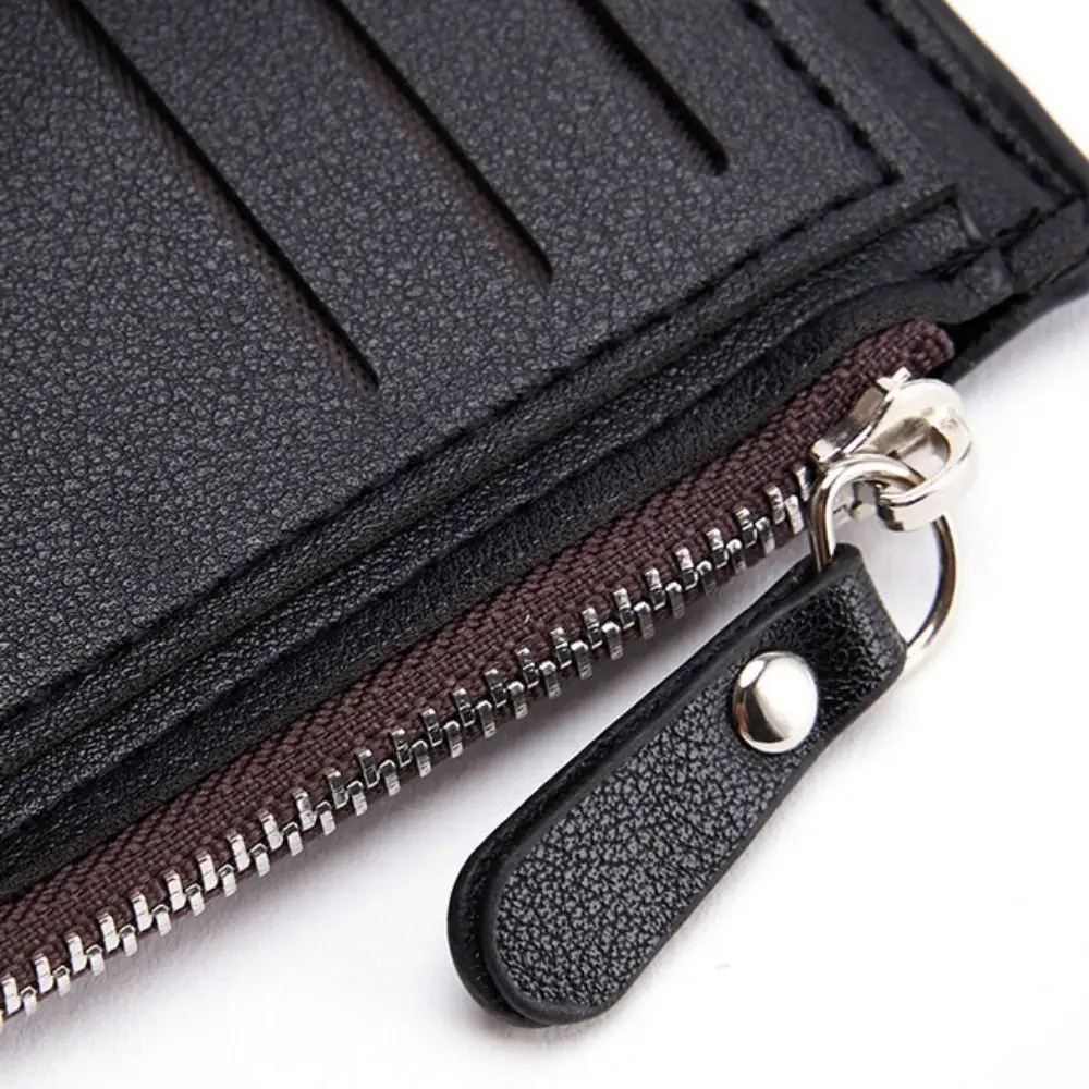 Fashion Zipper PU Leather Wallet Mini Waterproof Short Wallet Men Cash Clip ID Card Cover Men Coin Purse Business