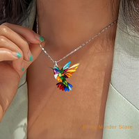 1 Pc Fashion acrylic Colorful Hummingbird Vintage Necklace Exquisite Anniversary Gift Women's Jewelry For Lovers Necklace