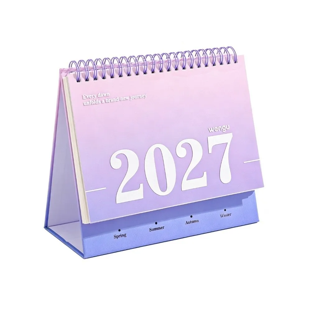 1Pc Gradient Color 2027 Desk Calendar Standing Flip Design Monthly Planner Calendar 2027 Desktop Calendar Schedule Tracking