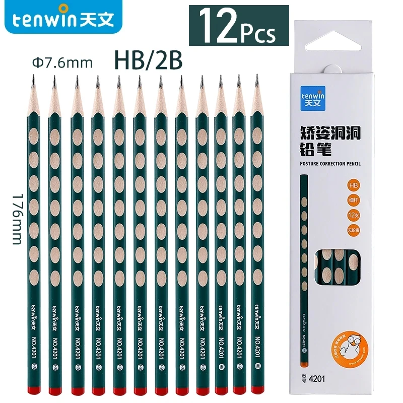 

Tenwin 12PCs Practical Natural Wood Pencil HB Black Hexagonal Non-toxic Standard Pencil For Kids Stationery Office School Supply