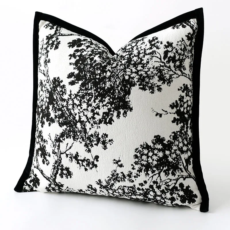 

Современный минималистичный французский черно-белый винтажный чехол для подушки, наволочка для дивана в гостиной, легкая роскошная дизайнерская подушка