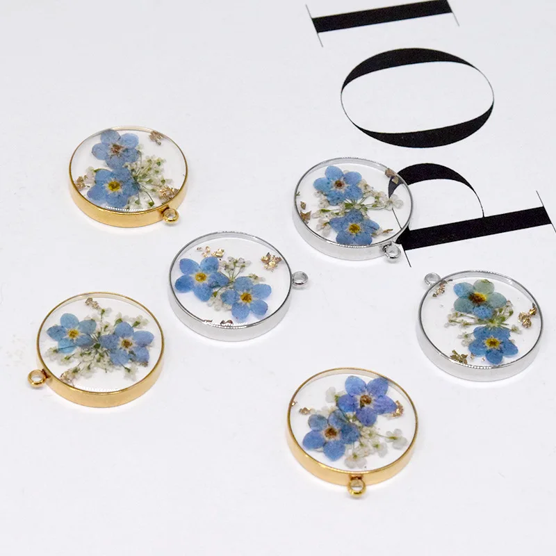 

10pcs Original Handmade Dried Flower Resin Charms Round Shape Transparent Pendant For Necklace Earring Diy Jewelry Make