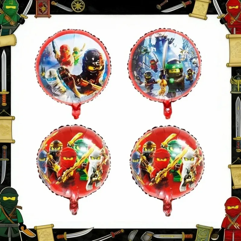 2 Globos Redondos de Aluminio con Diseño de Ninja, Globos de Helio para Decoración de Fiestas de Cumpleaños Infantiles