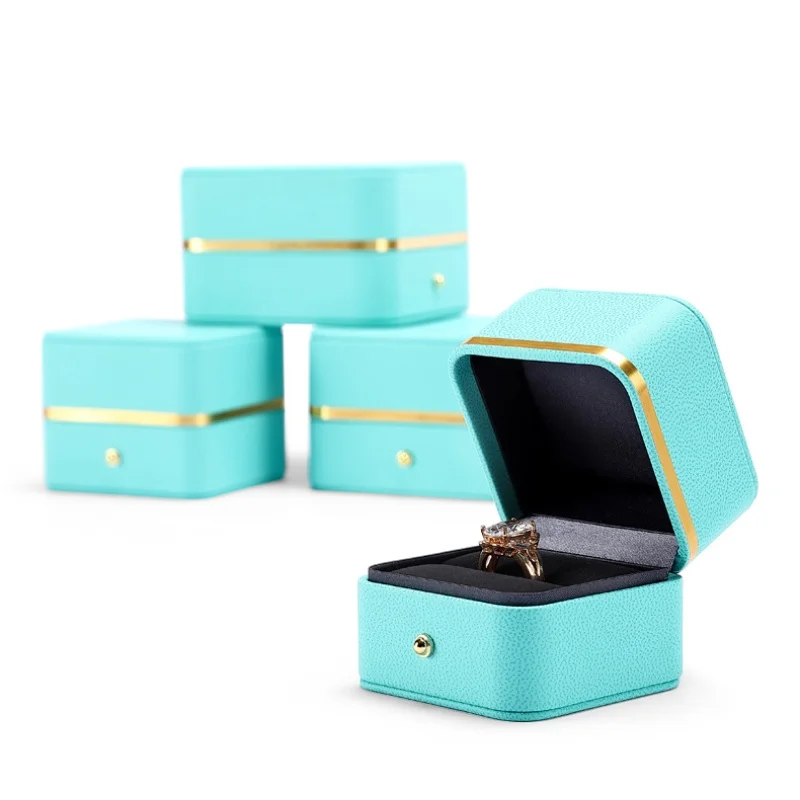 Golden Border Pu Leather Jewelry Boxes High Quality Jewelry Storage Box Ring Pendant Bracelet Necklace Box