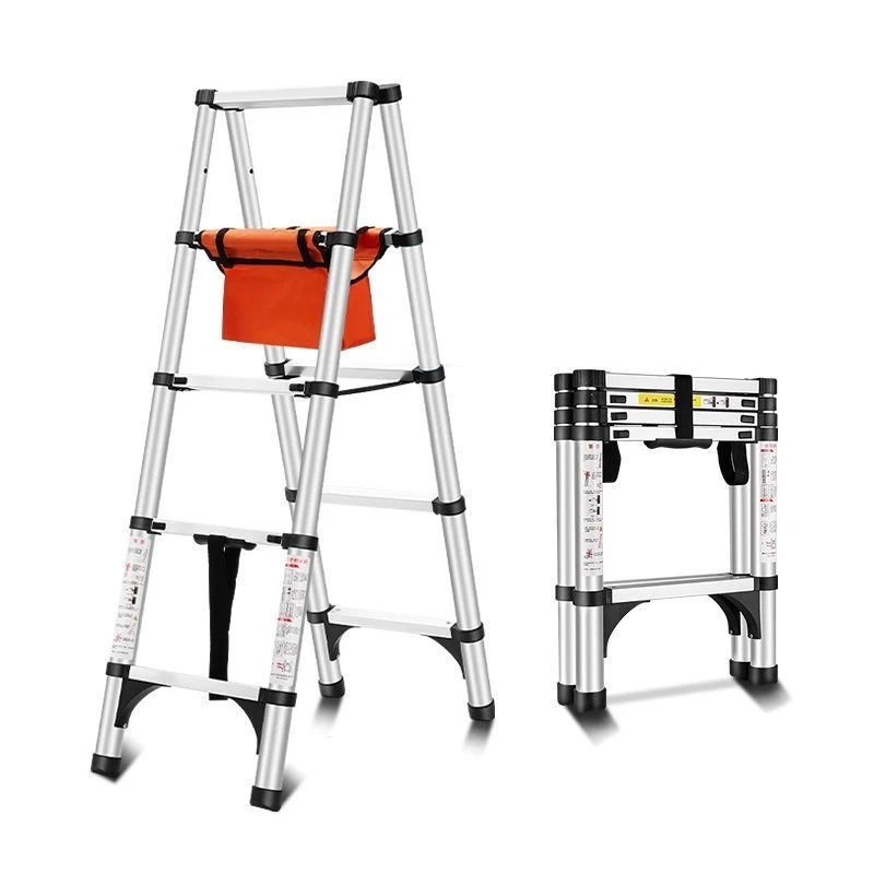 A-type Telescopic Ladder Folding Ladder Telescopic Household Thickened Staircase Step Aluminum Alloy Engineering Staircase