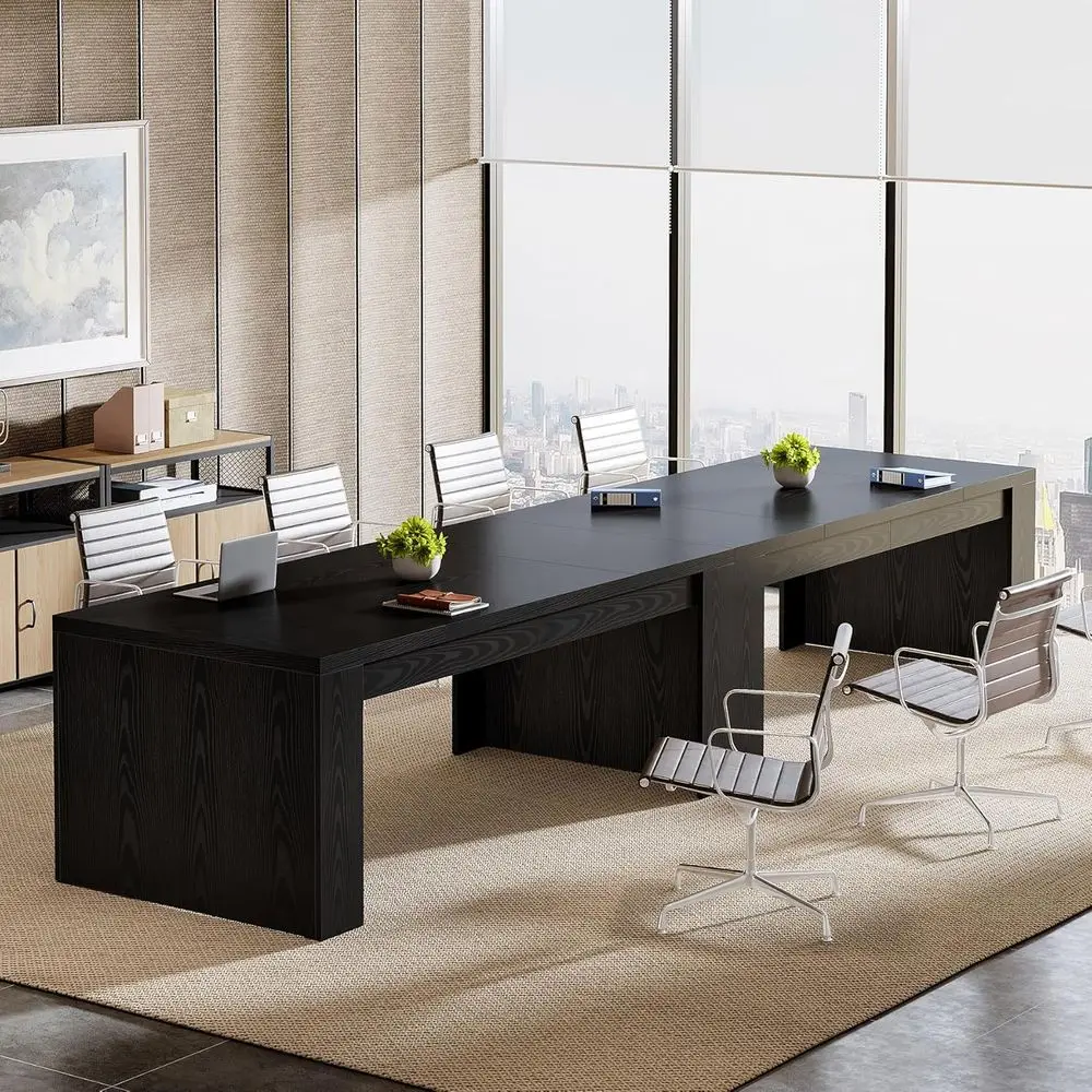 

12-14 Person 142-Inch Durable Office Conference Table with Black Armrests