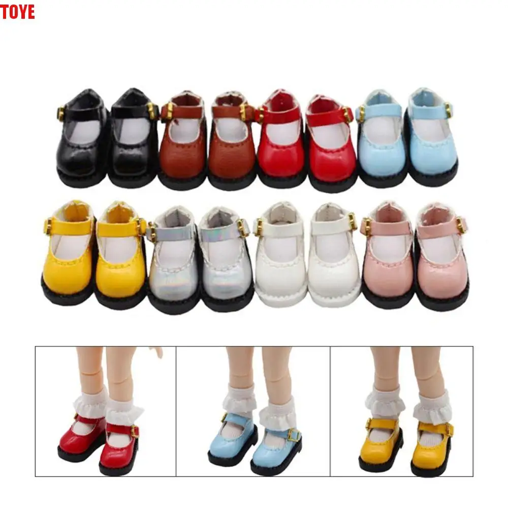 

1Pair PU Leather ob11 Doll Sandals Round Toe Mini 12 BJD Doll PU Shoes 2.7*1.3cm Cute OB11 Princess Shoes 1/12 BJD Doll