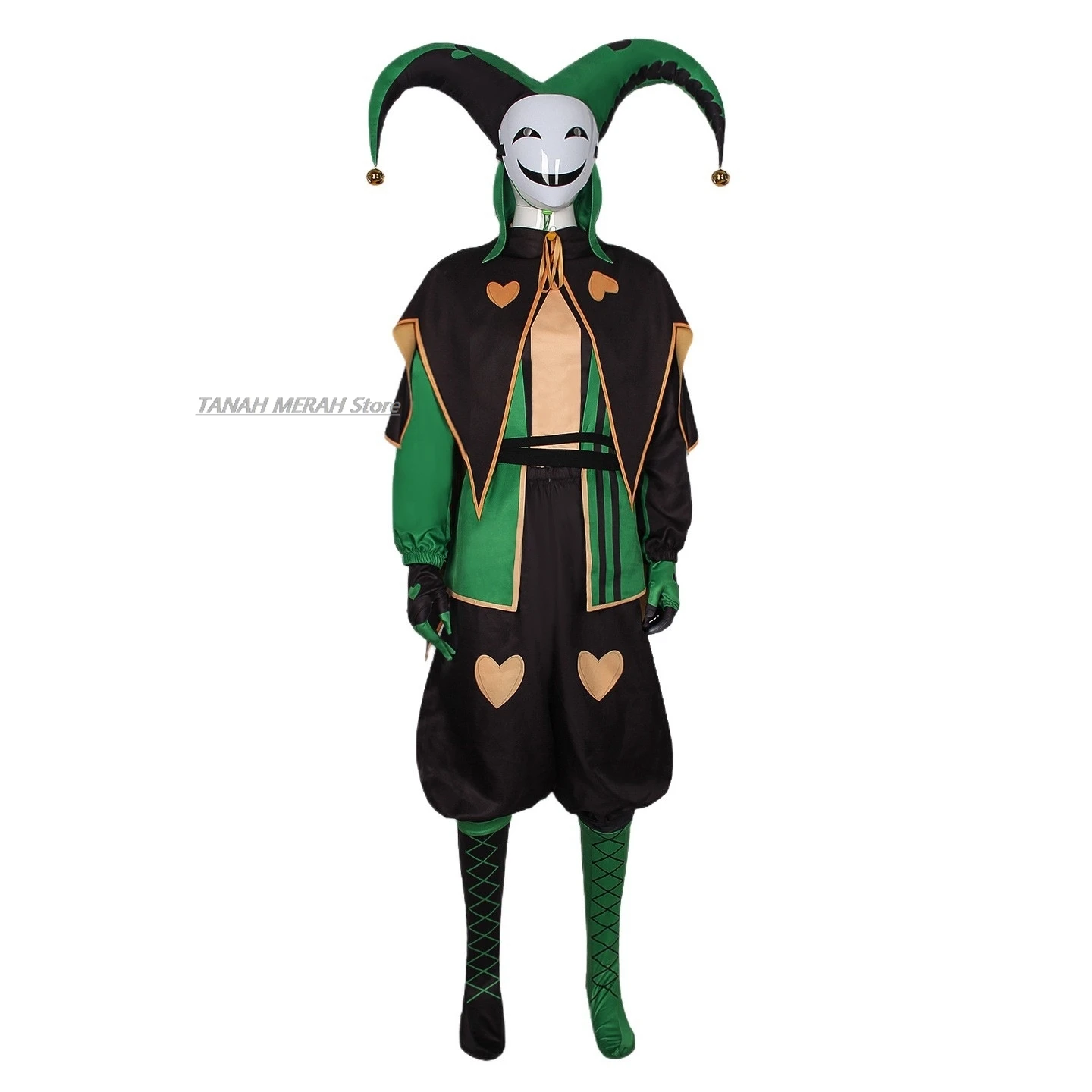 Carnival disfraz  Green Clown Freak Circus Pierrot Cosplay Harlequinn Clown Hat Halloween Horror Men adulto mujer view 5