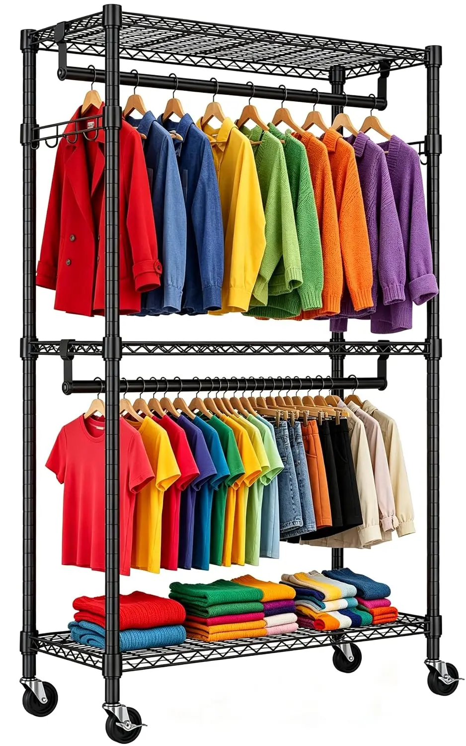 Rolling Clothes Rack Heavy Duty Garment Rack with Wheels Load 750LBS Metal Wardrobe Closet for Bedroom Living Room, Customized