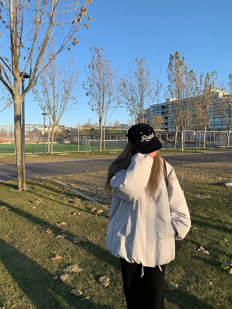 

Tannin Red Rabbit down Jaet Women's Winter Warm Loose Slimming Zipper Protection High Waist Long Sve Cotton Polyester