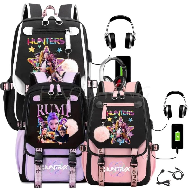 Nuevas mochilas KPop Demon Hunters, Mochila impermeable de gran capacidad para ordenador portátil, Mochila para niña, Mochila de viaje, regalos