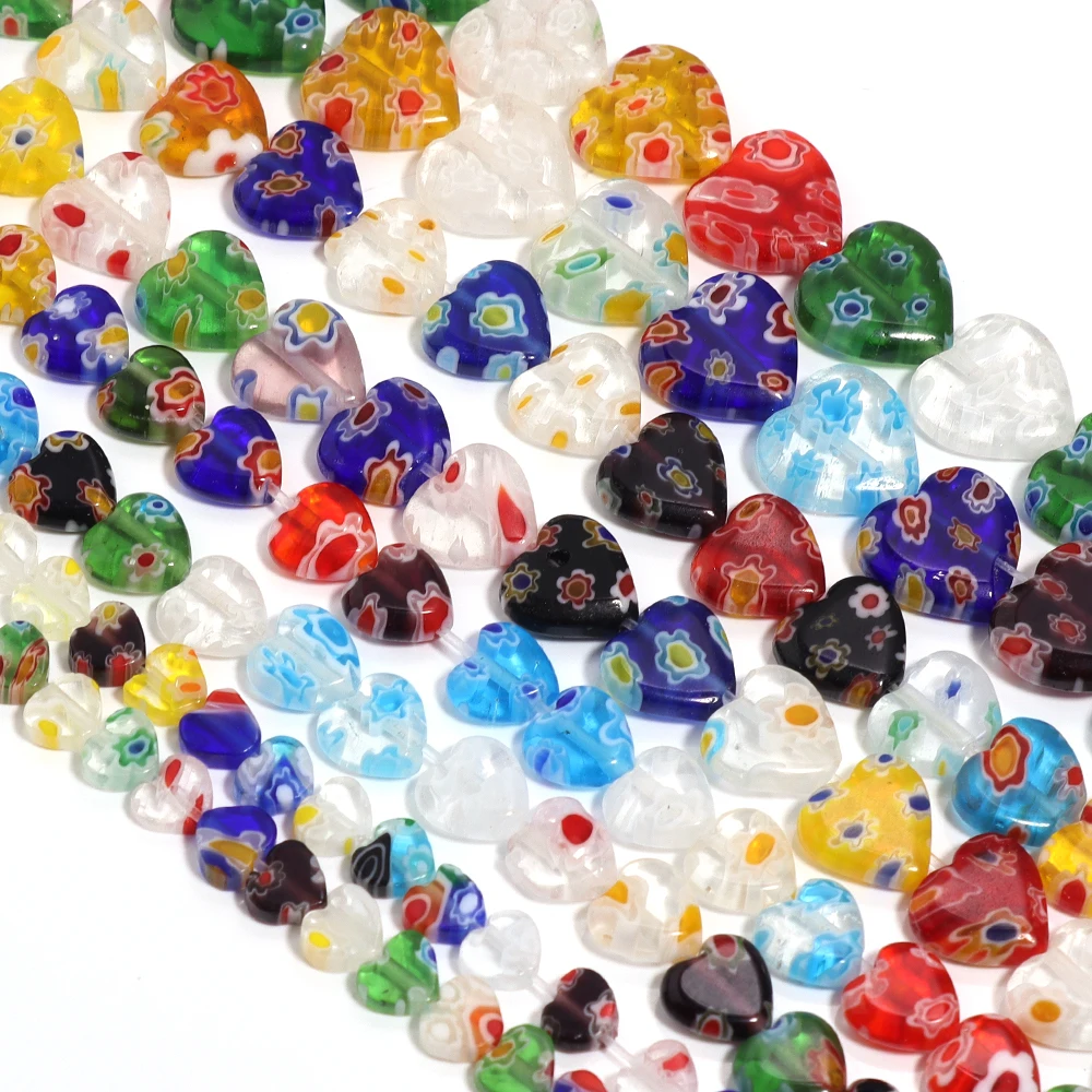 1 ستراند ألف زهرة Lampwork الخوخ القلب الخرز الزجاج الملون فضفاض الخرز لصنع المجوهرات سوار ذاتي الصنع قلادة الإمدادات